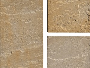Buff Natural-Cleft Chiseled-Edge Dimensional Flagstone Flooring